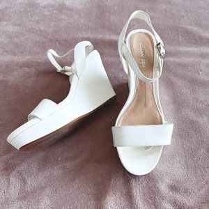 White Gianni Bini Platform Wedges